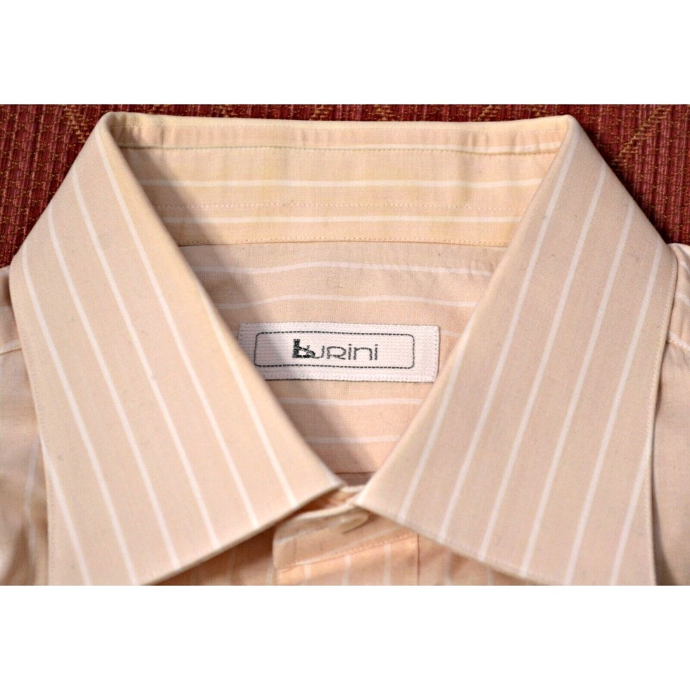 Men's Burini luxury button down shirt 15 1/2" 39 made in Italy pale salmon